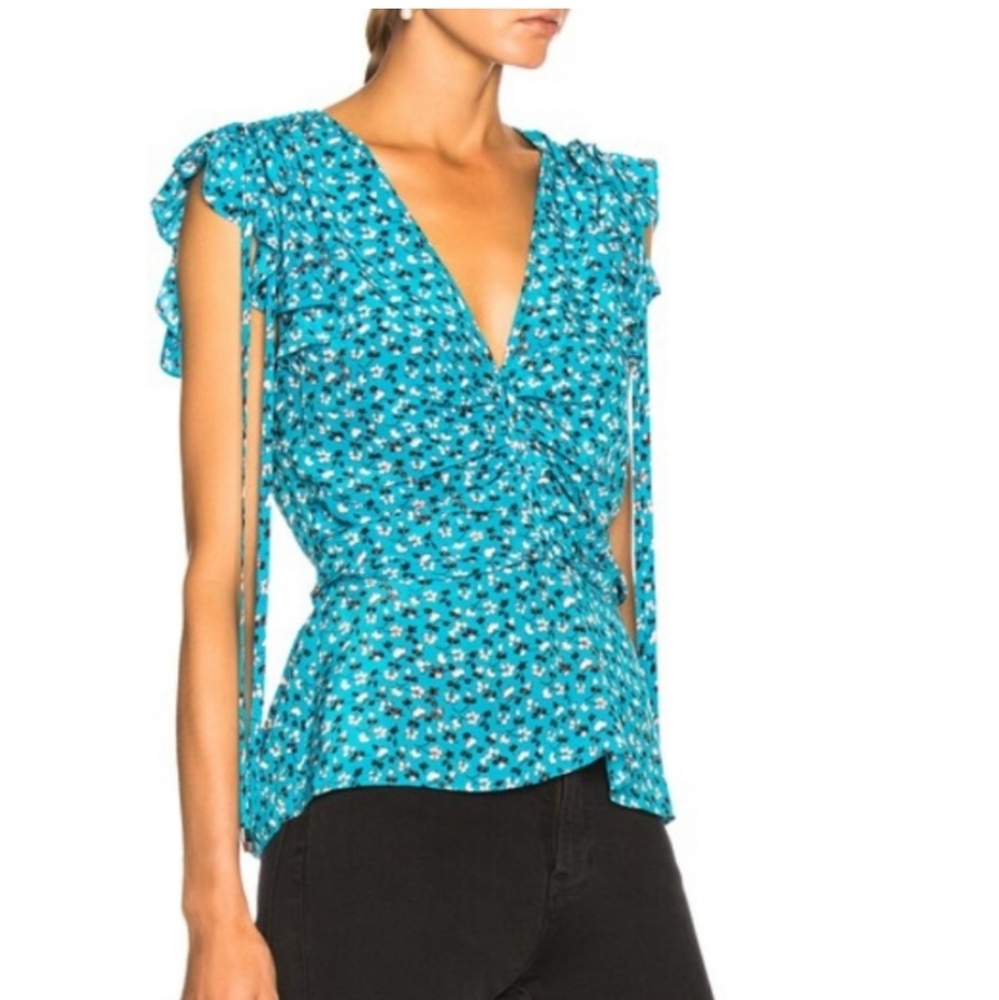Veronica Beard Blue Floral Blouse